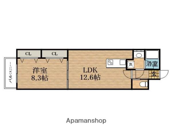 ラクラス長堀橋(1LDK/7階)の間取り写真