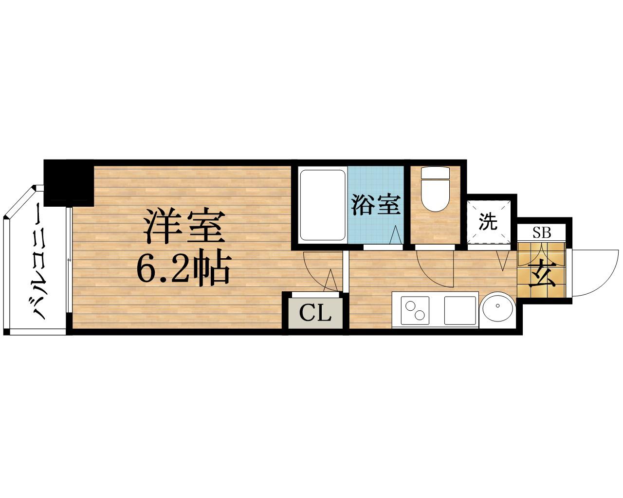 プレサンス谷町アルファ(1K/4階)の間取り写真