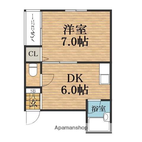 メイツ松屋町(1DK/2階)の間取り写真