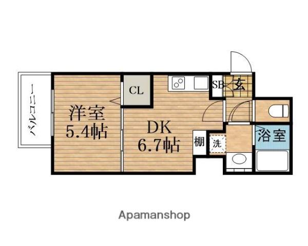 TLRレジデンス難波東(1DK/4階)の間取り写真