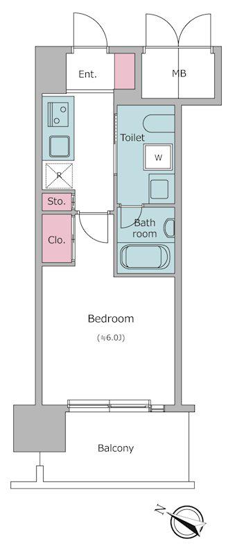 J.GRAN COURT京町堀(1K/9階)の間取り写真