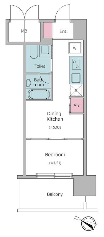 J.GRAN COURT京町堀(1DK/5階)の間取り写真