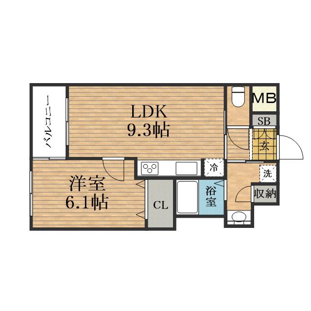 サーパス松屋町筋(1LDK/5階)の間取り写真
