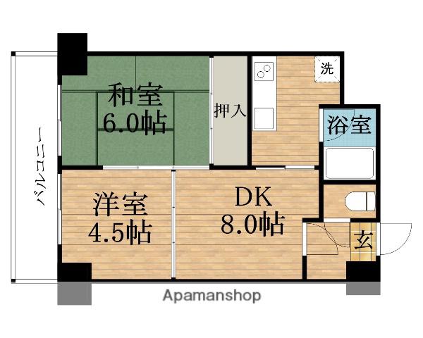 朝日プラザ心斎橋北(2DK/12階)の間取り写真