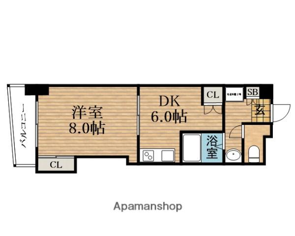 コンソラーレ日本橋(1DK/8階)の間取り写真