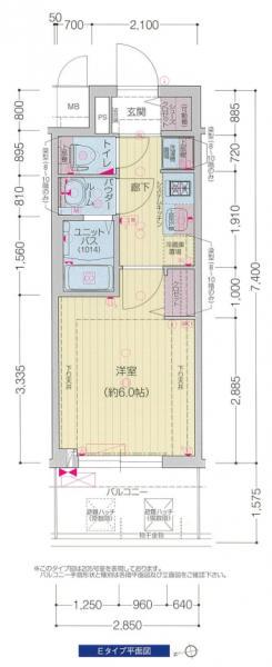 プレサンス四天王寺前夕陽ヶ丘 凛宮(1K/7階)の間取り写真