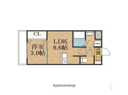 AILE東中浜(1LDK/1階)の間取り写真