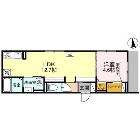 アパートメントYⅡ(1LDK/1階)の間取り写真