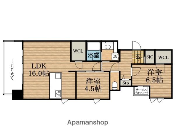 スプランディッド本町グラン(2LDK/7階)の間取り写真