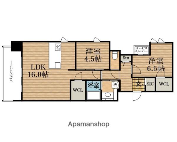 スプランディッド本町グラン(2LDK/8階)の間取り写真