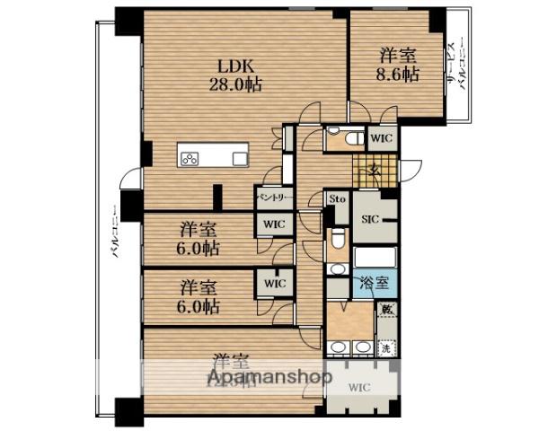 スプランディッド本町グラン(4LDK/19階)の間取り写真