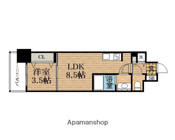 スプランディッド本町グラン(1LDK/8階)の間取り写真