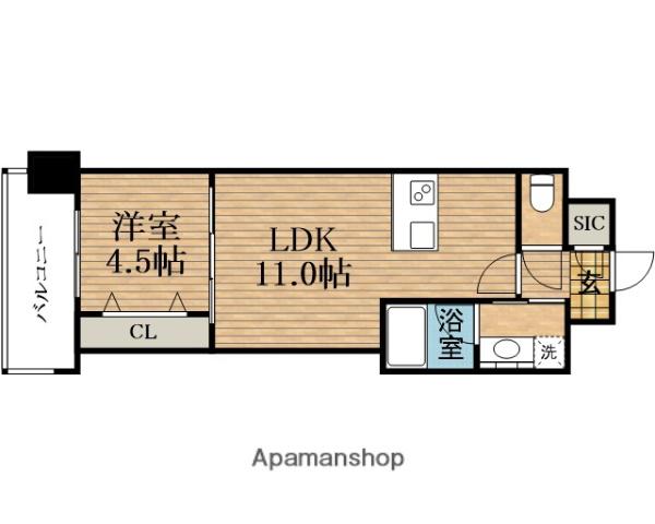 スプランディッド本町グラン(1LDK/8階)の間取り写真