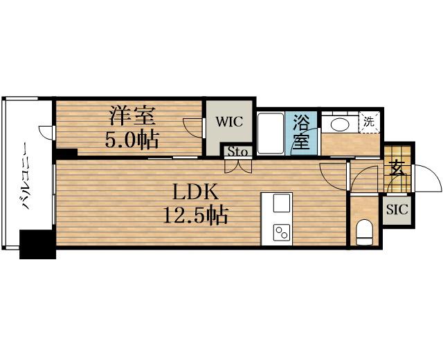スプランディッド本町グラン(1LDK/7階)の間取り写真