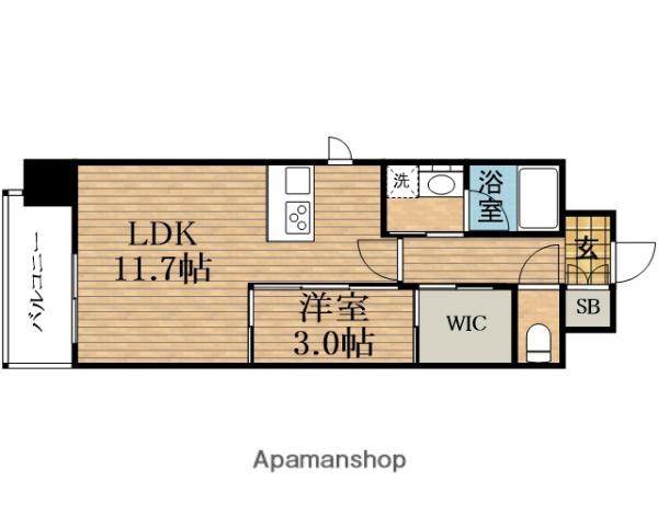 セレニテフラン谷町四丁目(1LDK/12階)の間取り写真