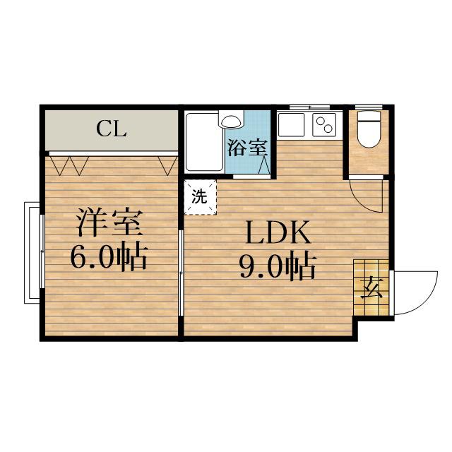 エルム小谷(1LDK/4階)の間取り写真
