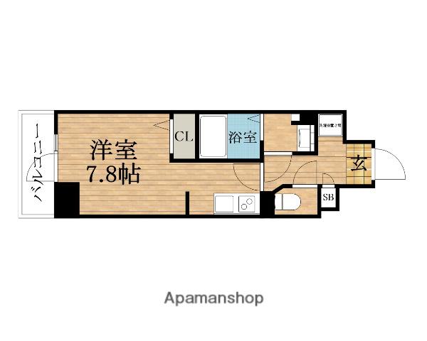 METROSA谷町六丁目サウス(ワンルーム/3階)の間取り写真