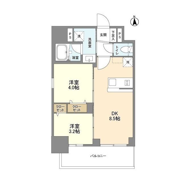 リヴェント難波ウエスト(2DK/13階)の間取り写真