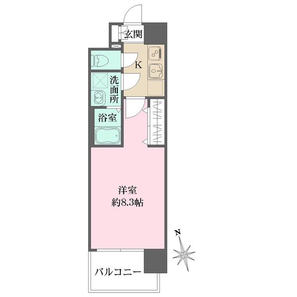 リヴェント玉造(1K/12階)の間取り写真