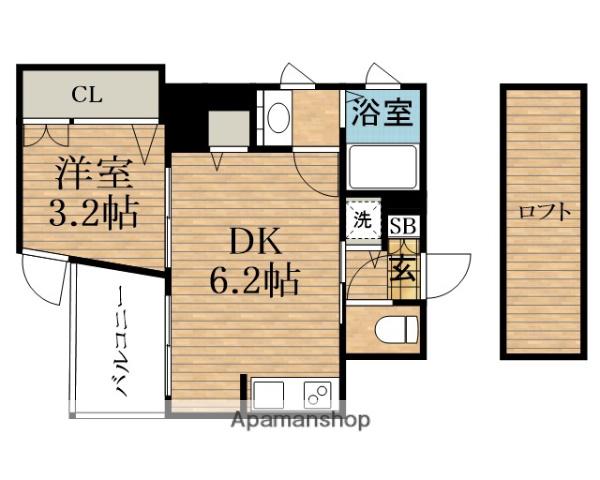 ALZA北浜(1DK/12階)の間取り写真