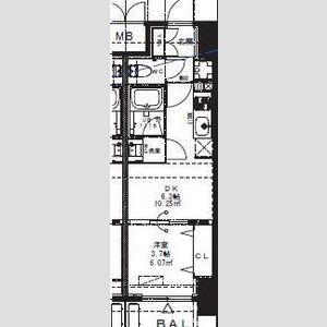 ALIVIS九条(1DK/9階)の間取り写真