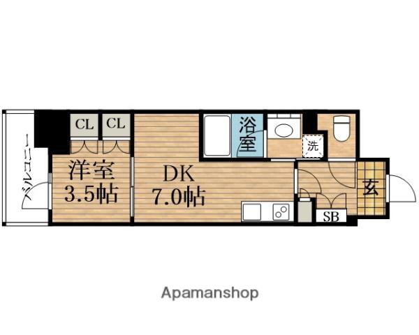 K-COURT谷町四丁目(1DK/6階)の間取り写真