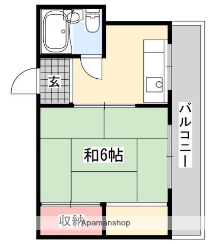 シャトー香里(1K/2階)の間取り写真