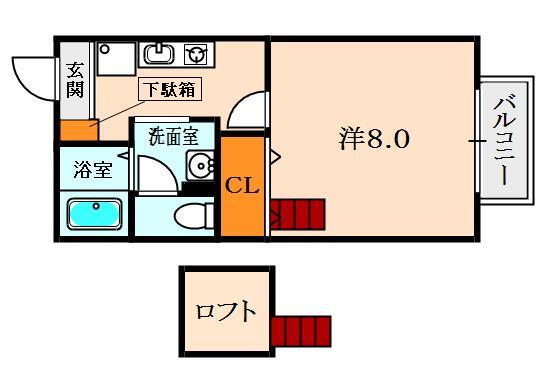 アトレコート(1K/2階)の間取り写真