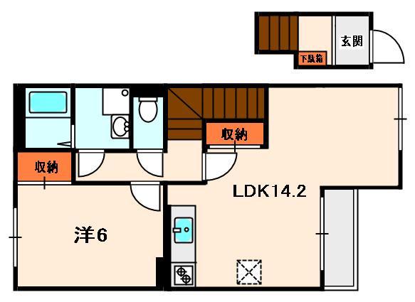 津田くにみ谷08(1LDK/2階)の間取り写真