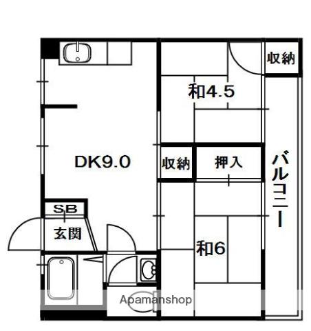塚本マンション(2DK/2階)の間取り写真