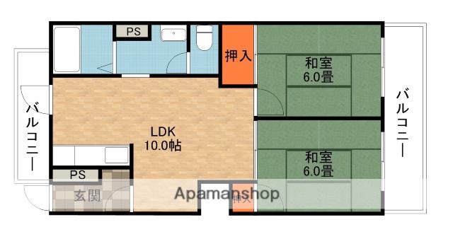 東ハイム(2LDK/2階)の間取り写真