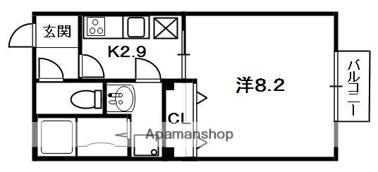 コムズスクエア西禁野(1K/2階)の間取り写真