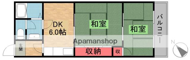 シャルマンKUROBE(2DK/2階)の間取り写真