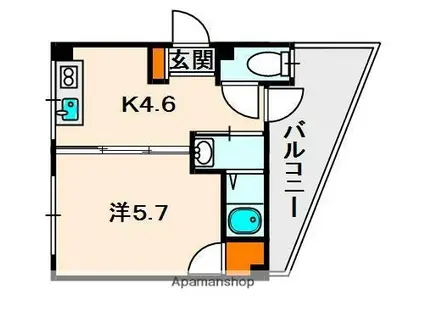 三国マンション(1DK/2階)の間取り写真