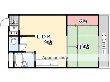 香里ロイヤルプラザ(1LDK/3階)の間取り写真