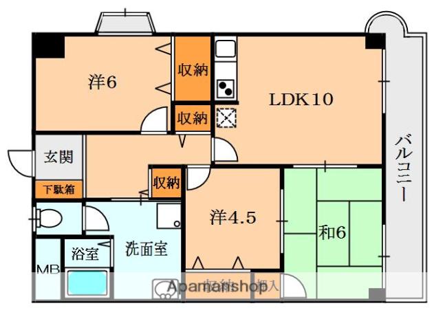 サンドミール泉(3LDK/4階)の間取り写真