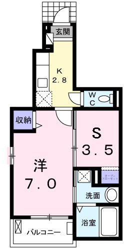 ベルメゾン(1K/1階)の間取り写真