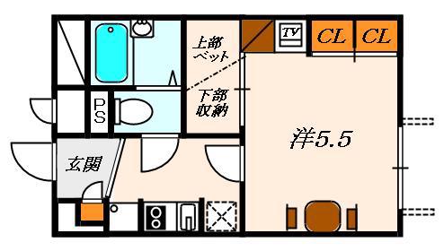 レオパレスHANAKO(1K/2階)の間取り写真