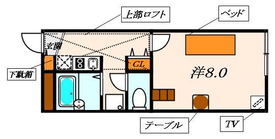 レオパレスル・ブランシェ(1K/2階)の間取り写真