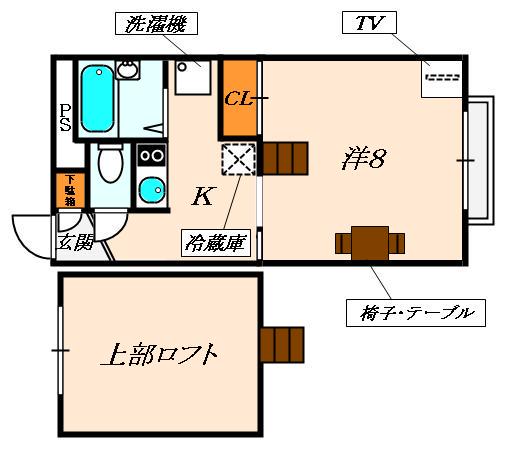 レオパレスOHI4(1K/2階)の間取り写真