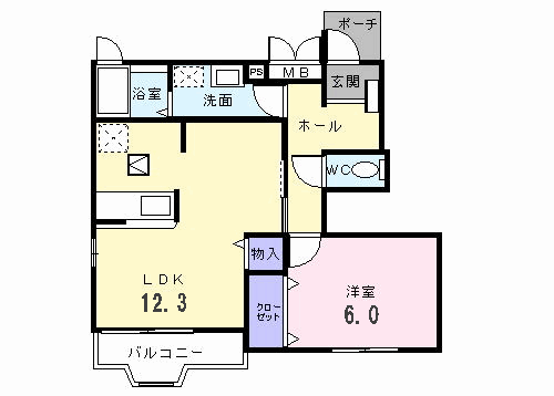 ピュア ファウンテン ヴィラⅠ(1LDK/1階)の間取り写真