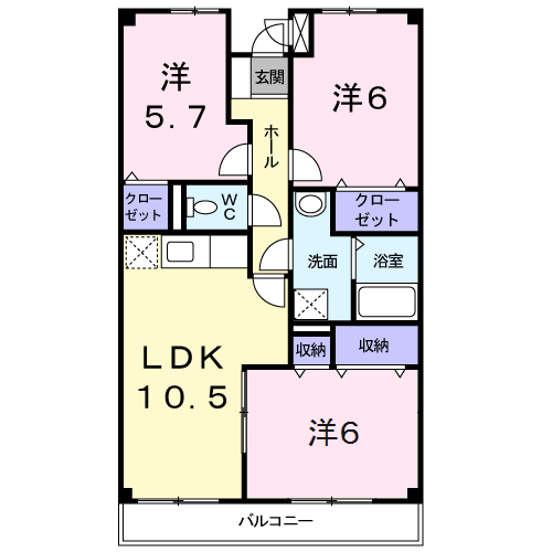 カーサフィレンツェ(3LDK/3階)の間取り写真