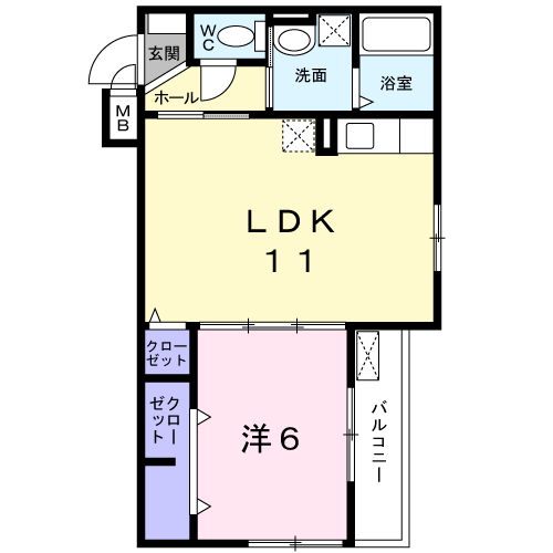 ファミールキンダⅡ(1LDK/2階)の間取り写真