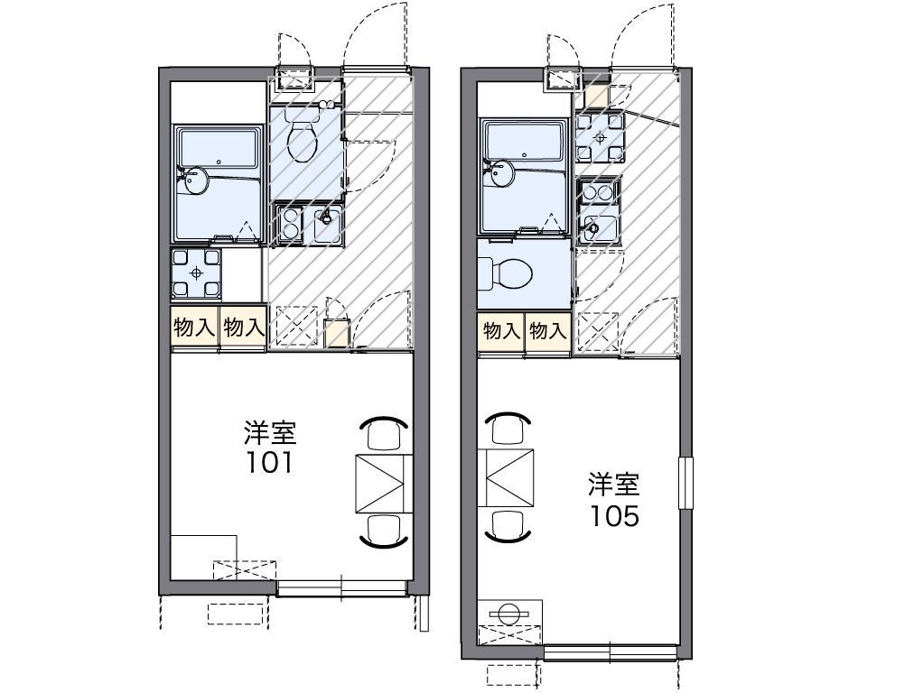 レオパレス渚西(1K/1階)の間取り写真