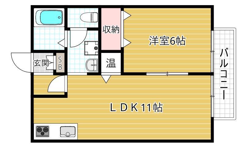 ジャンシアーヌ(1LDK/2階)の間取り写真