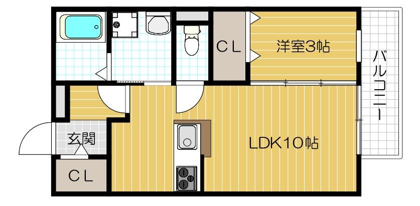 フローラル星田(1LDK/2階)の間取り写真