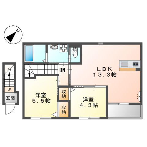 ABUNDANT HILLS(2LDK/2階)の間取り写真