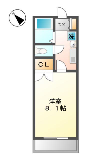エバーハイツ春日(1K/1階)の間取り写真