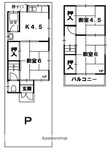 片町線 津田駅 徒歩9分 2階建 築49年(3K)の間取り写真