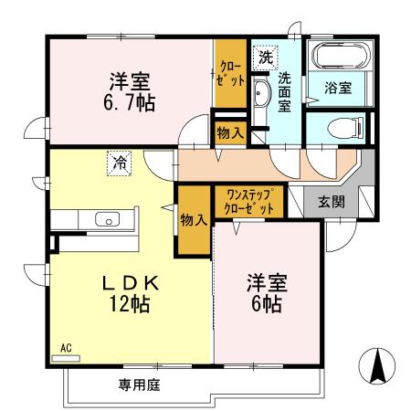 レジェンド青山 西棟(2LDK/1階)の間取り写真